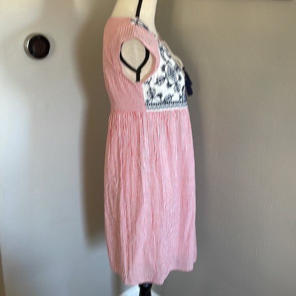 THML cotton linen dress striped embroidered with tassels - Picture 5 of 10